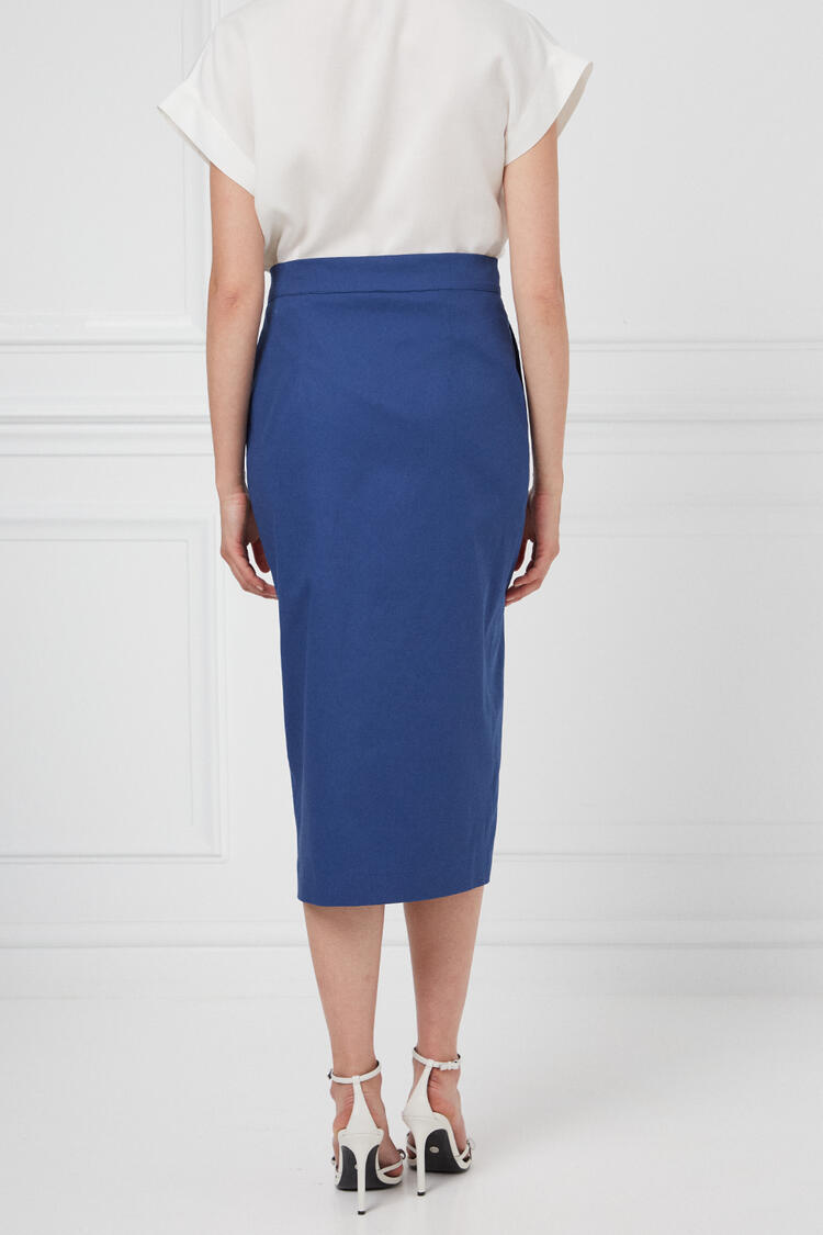 Poplin midi skirt - Light Blue S