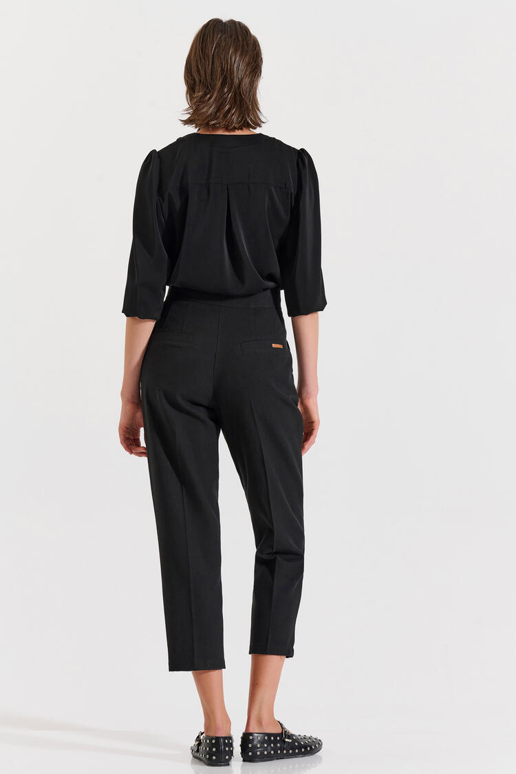 High-Waisted Straight-Leg Trousers - Black L