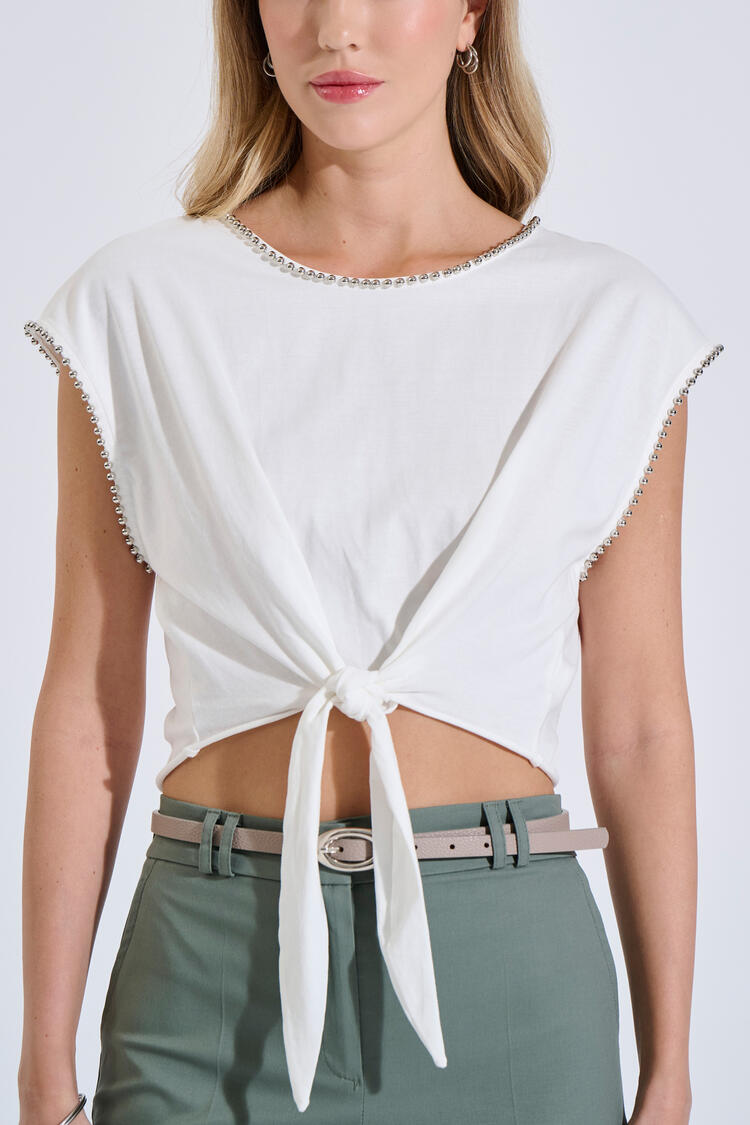 High-Waisted Cotton Trousers - ΛΑΔΙ S