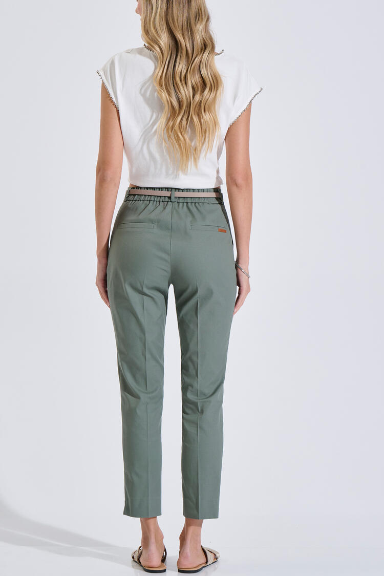High-Waisted Cotton Trousers - ΛΑΔΙ S