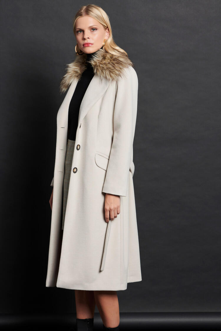 Long coat with synthetic fur - Ice S