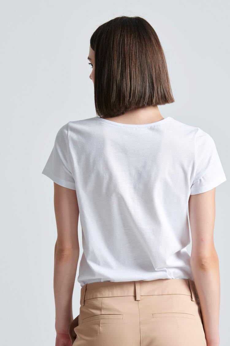 Blouse with gold print - White S