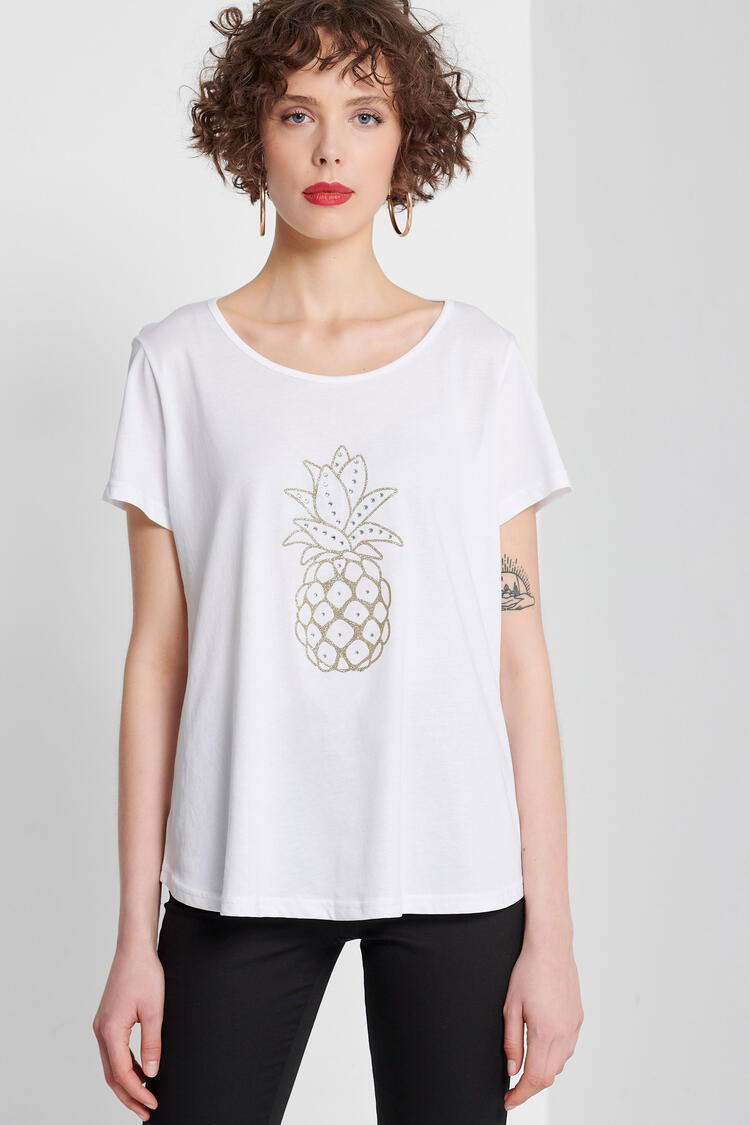 Pineapple printed blouse - WHITE S/M