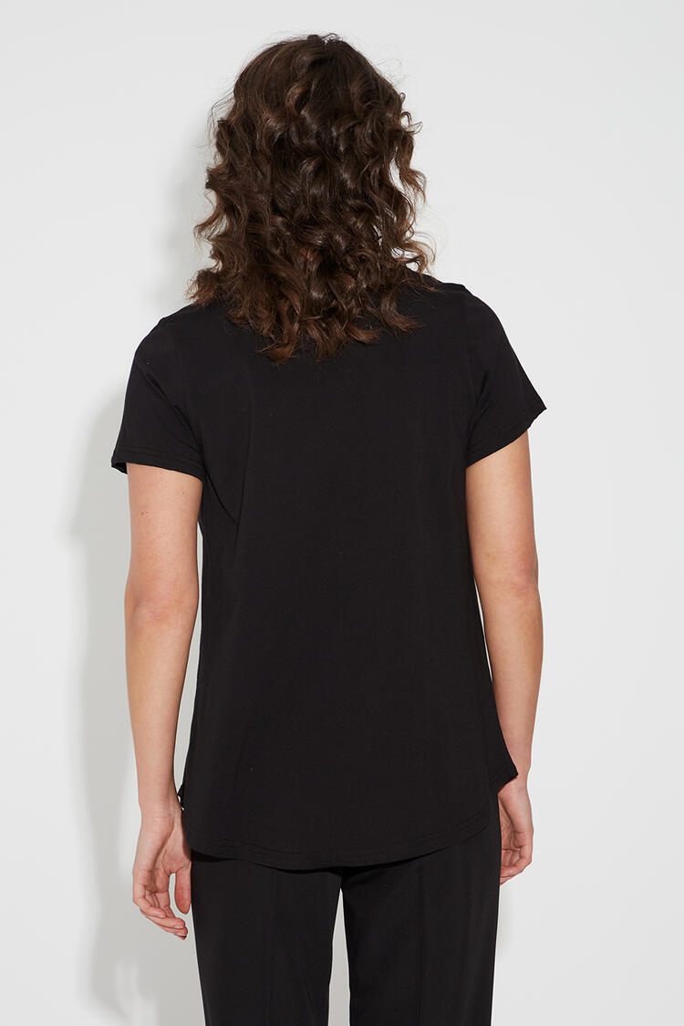 Cotton blouse with rhinestone design - Black L