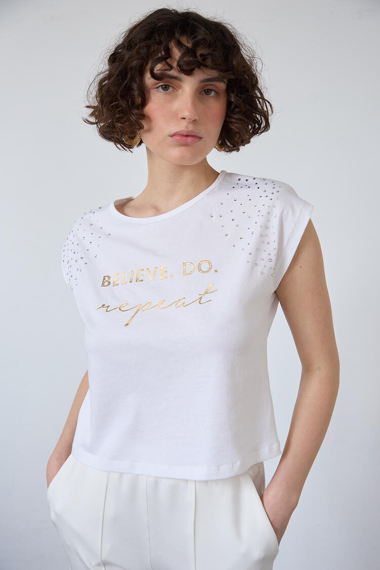 Cropped cotton T-shirt - White M