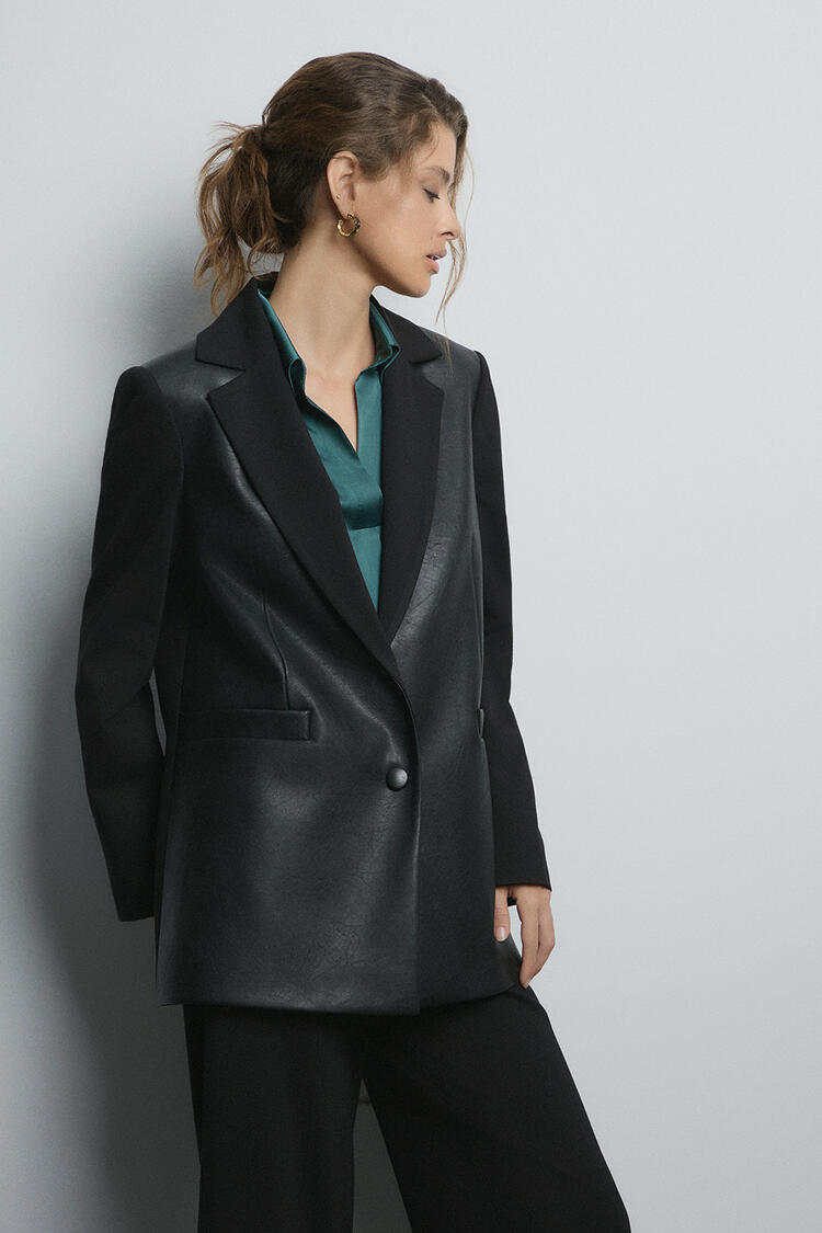 Jacket with leather details - Black S
