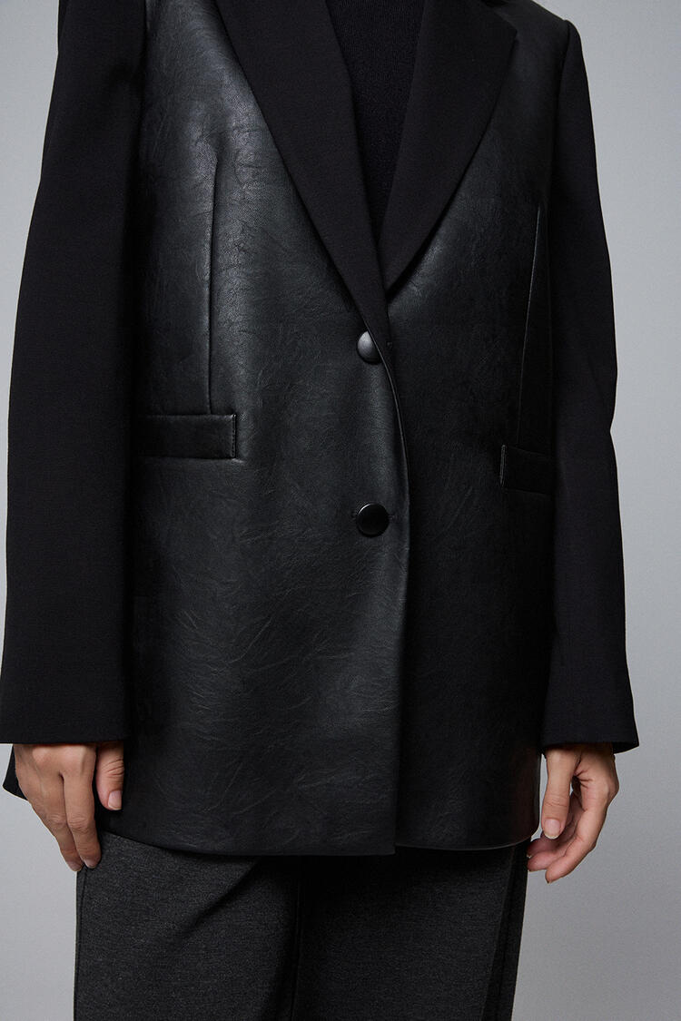 Jacket with leather details - Black S