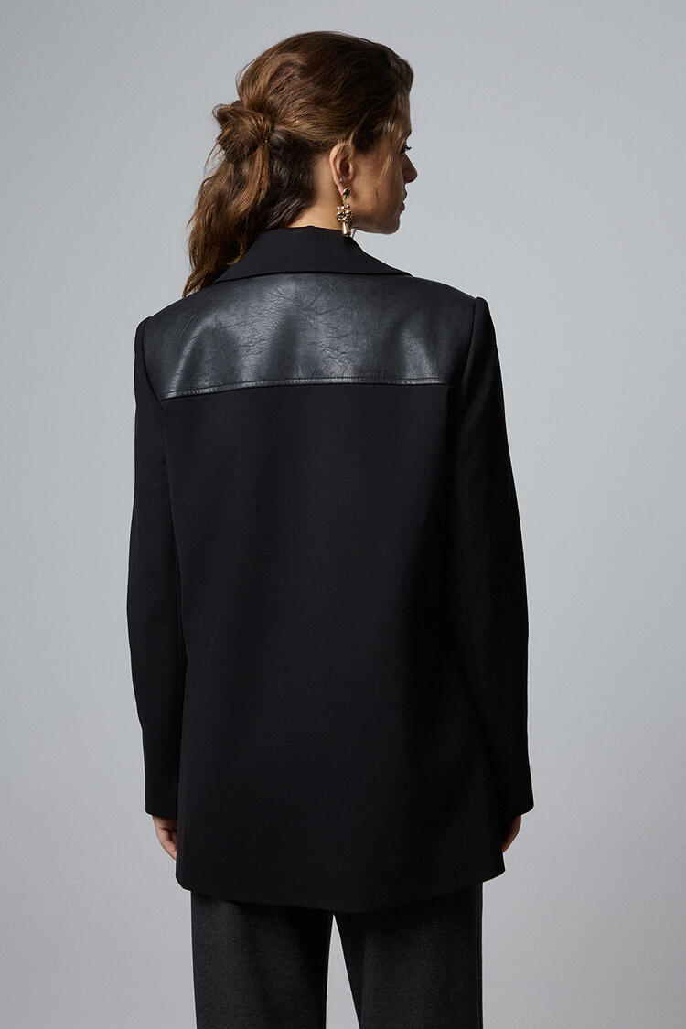 Jacket with leather details - Black S