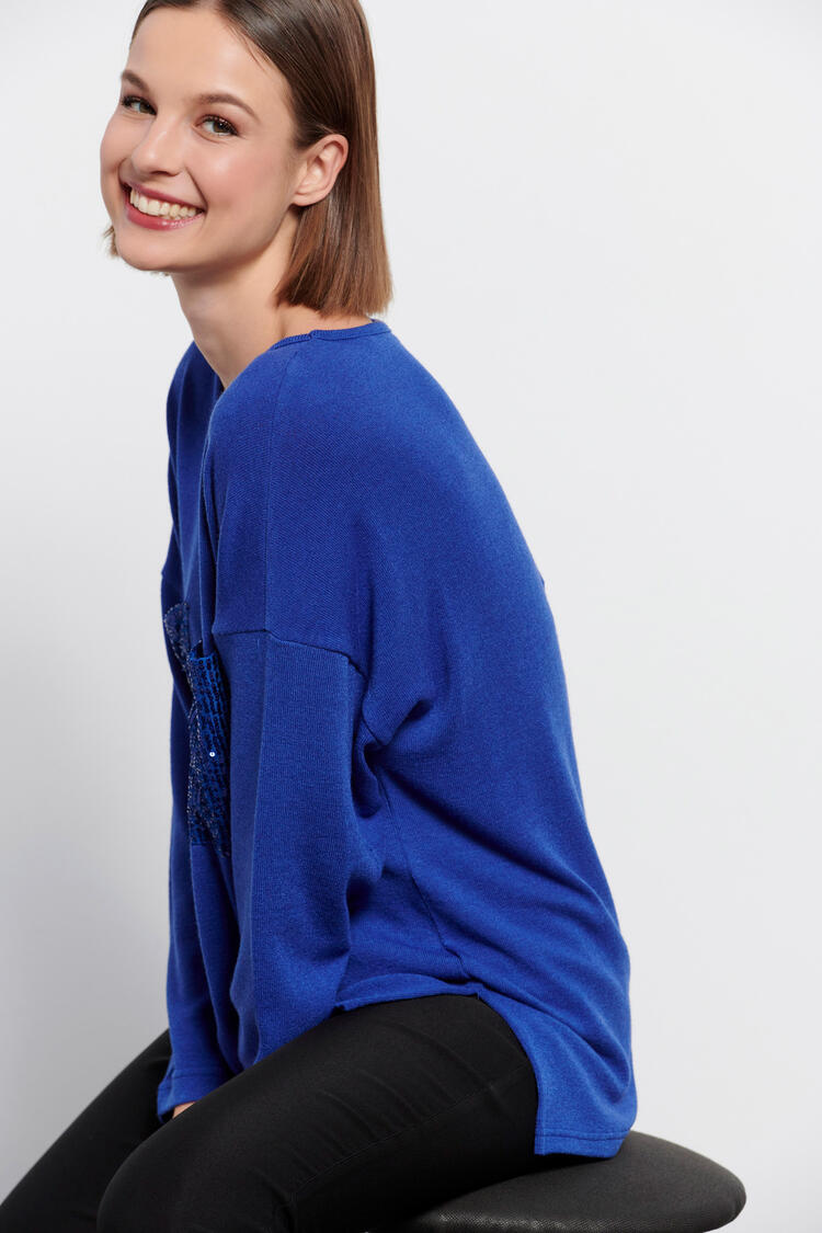 Long sleeve blouse with pockets - Electric Blue S/M