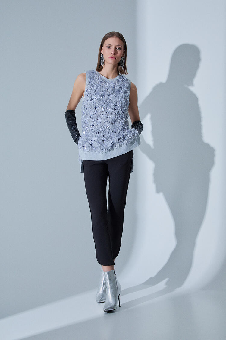 Blouse with sequins - Grey S/M