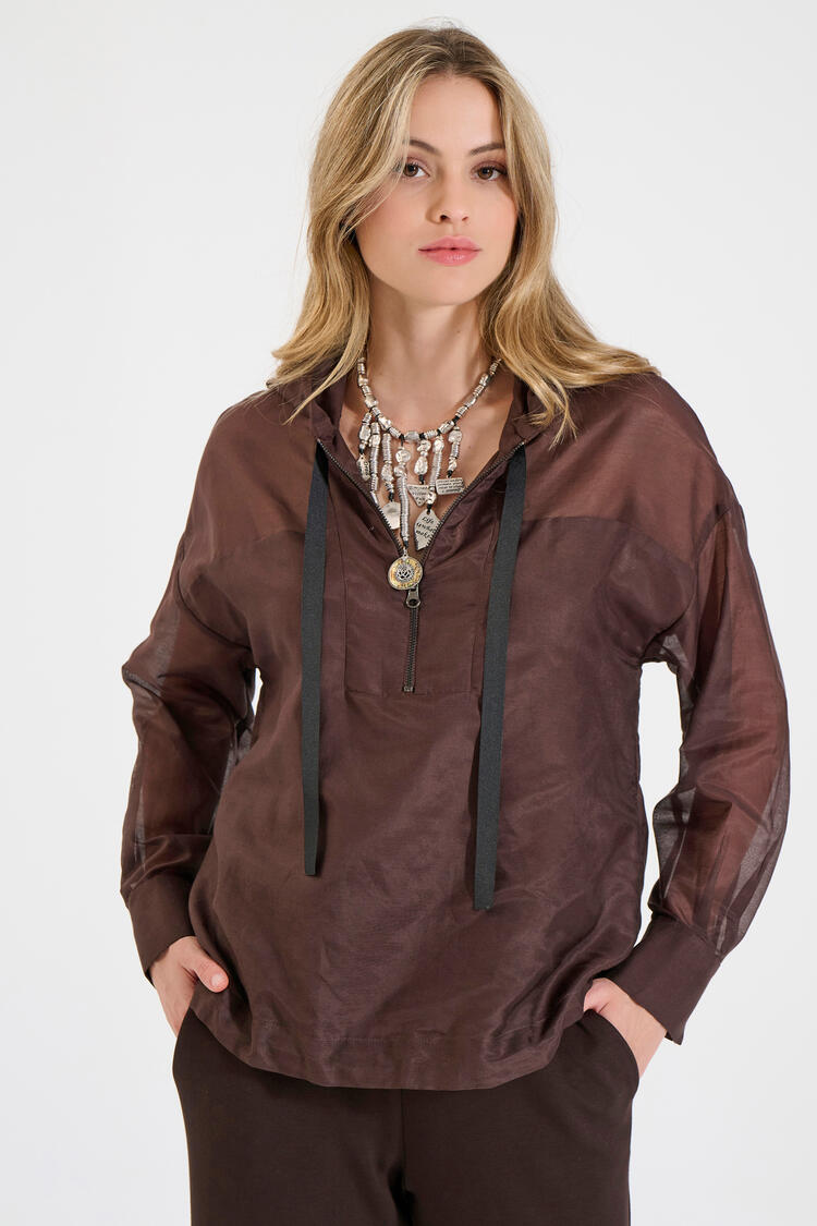 Silk and Cotton Blouse - Brown S