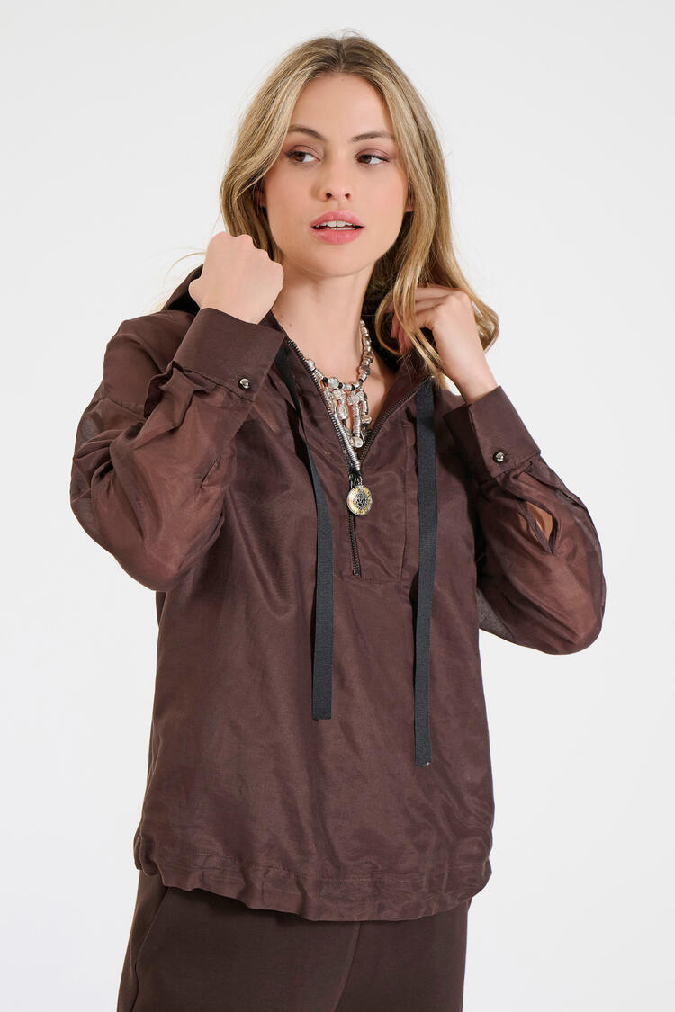 Silk and Cotton Blouse - Brown S