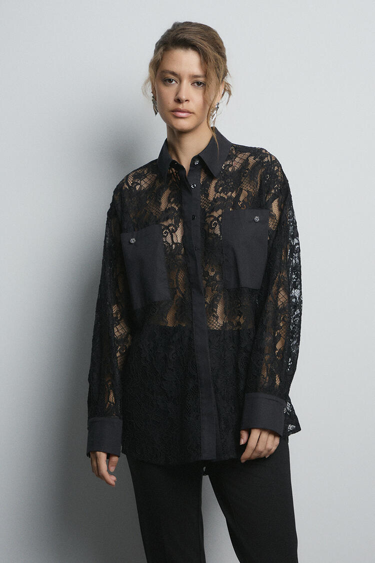 Lace shirt - Black S/M