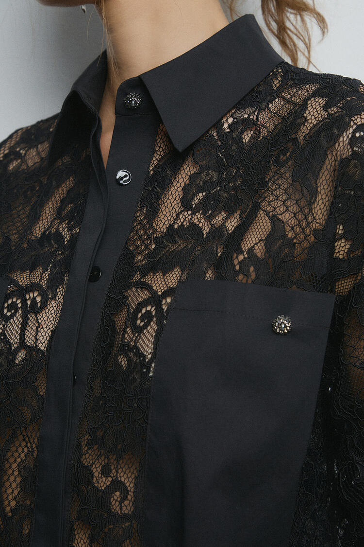 Lace shirt - Black S/M