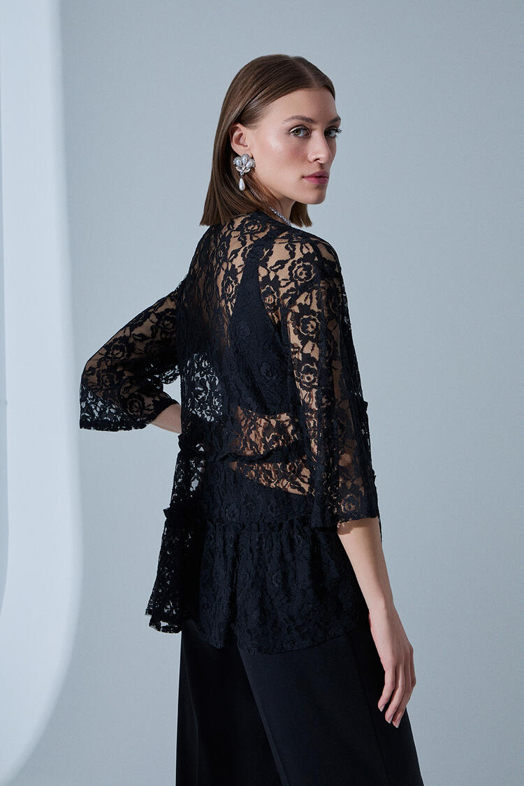 Cardigan with transparency - Black S/M