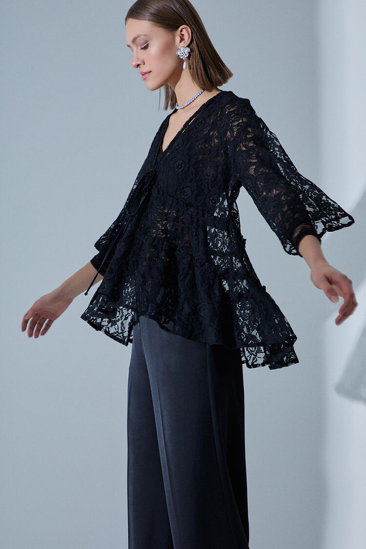 Cardigan with transparency - Black S/M