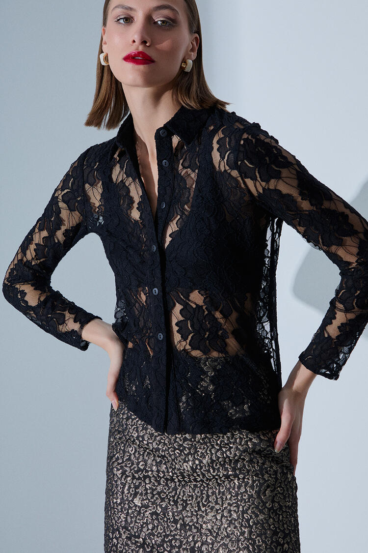 Lace shirt - Black S