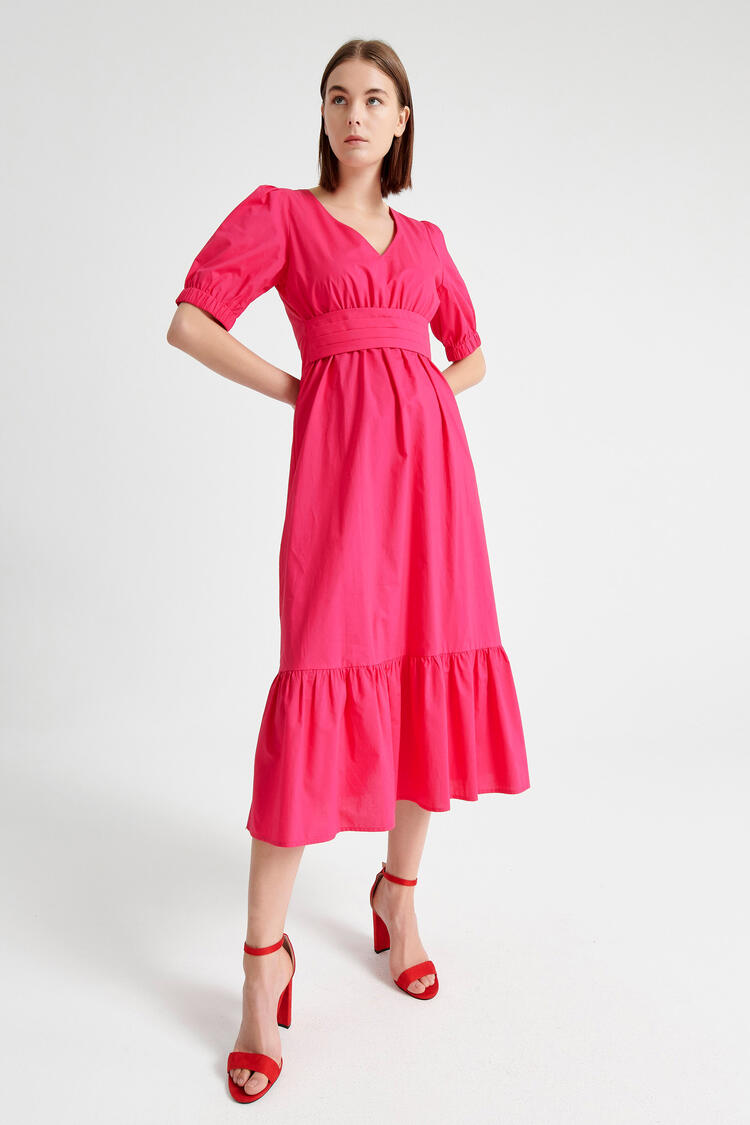 Dress with ruffles at the end - Fuchsia S
