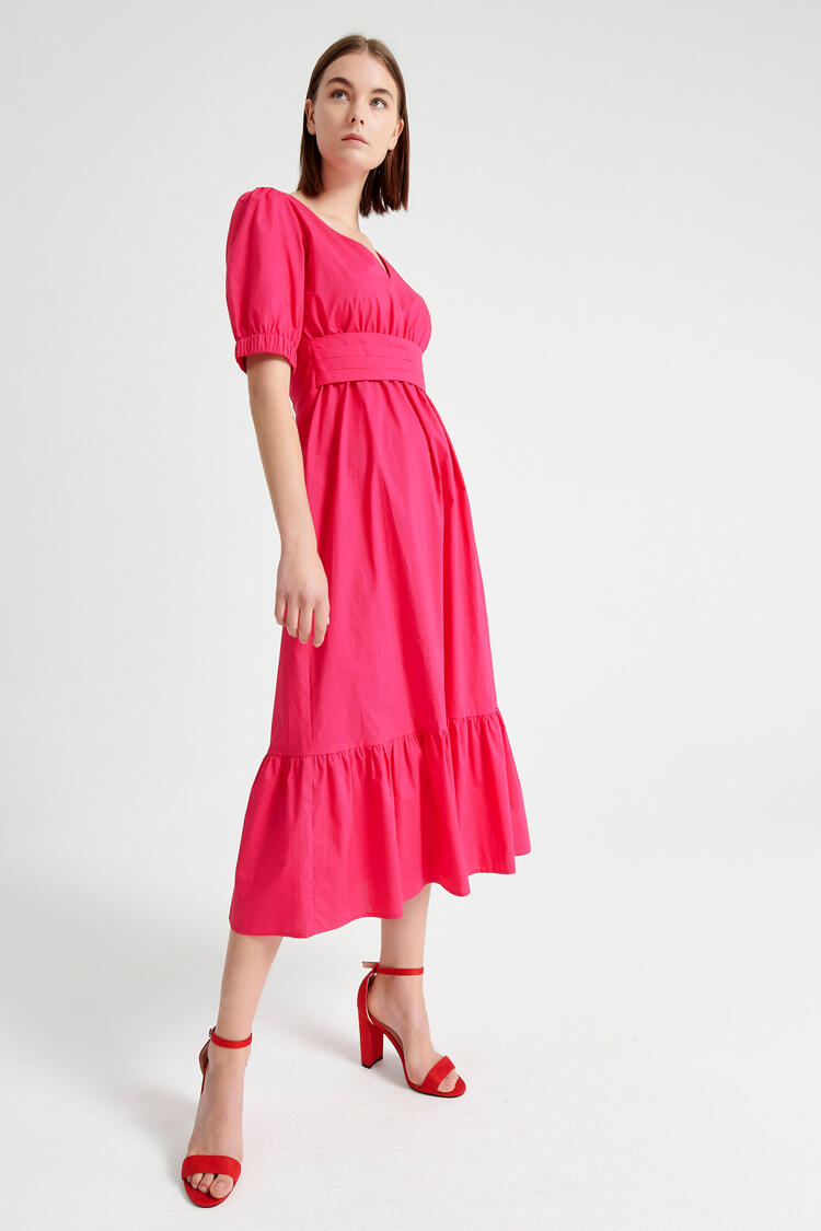Dress with ruffles at the end - Fuchsia S