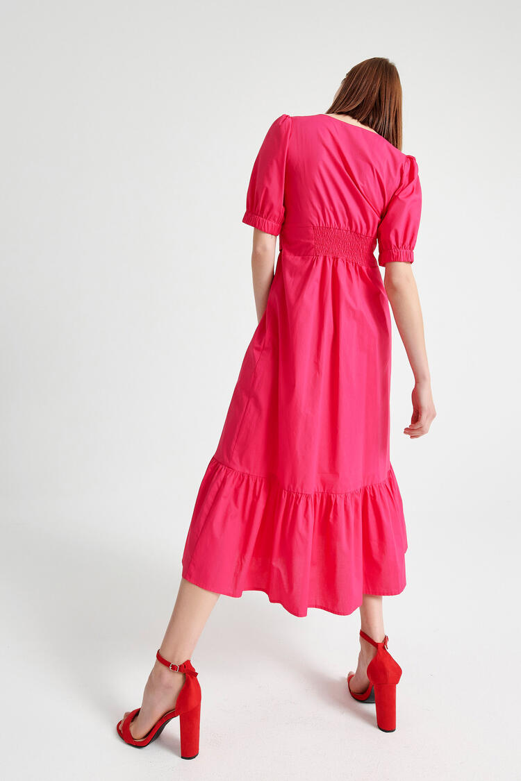 Dress with ruffles at the end - Fuchsia S