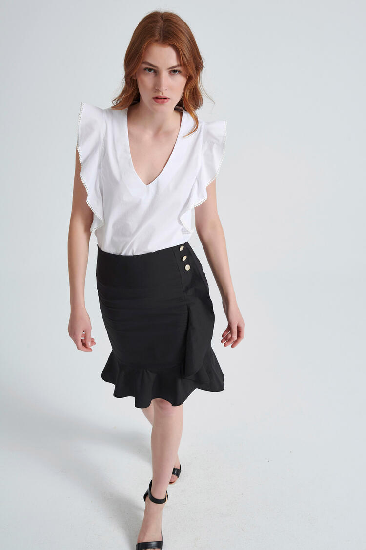 Skirt with ruffles - Black XS
