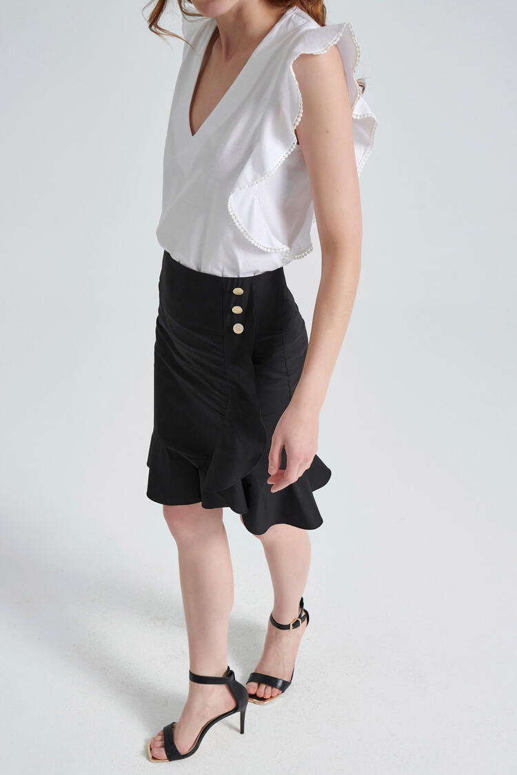 Skirt with ruffles - Black XS