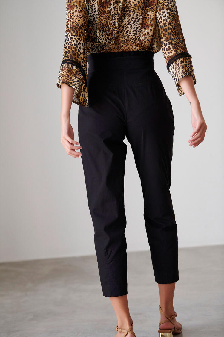 Cotton pants with a cross belt - Black XS