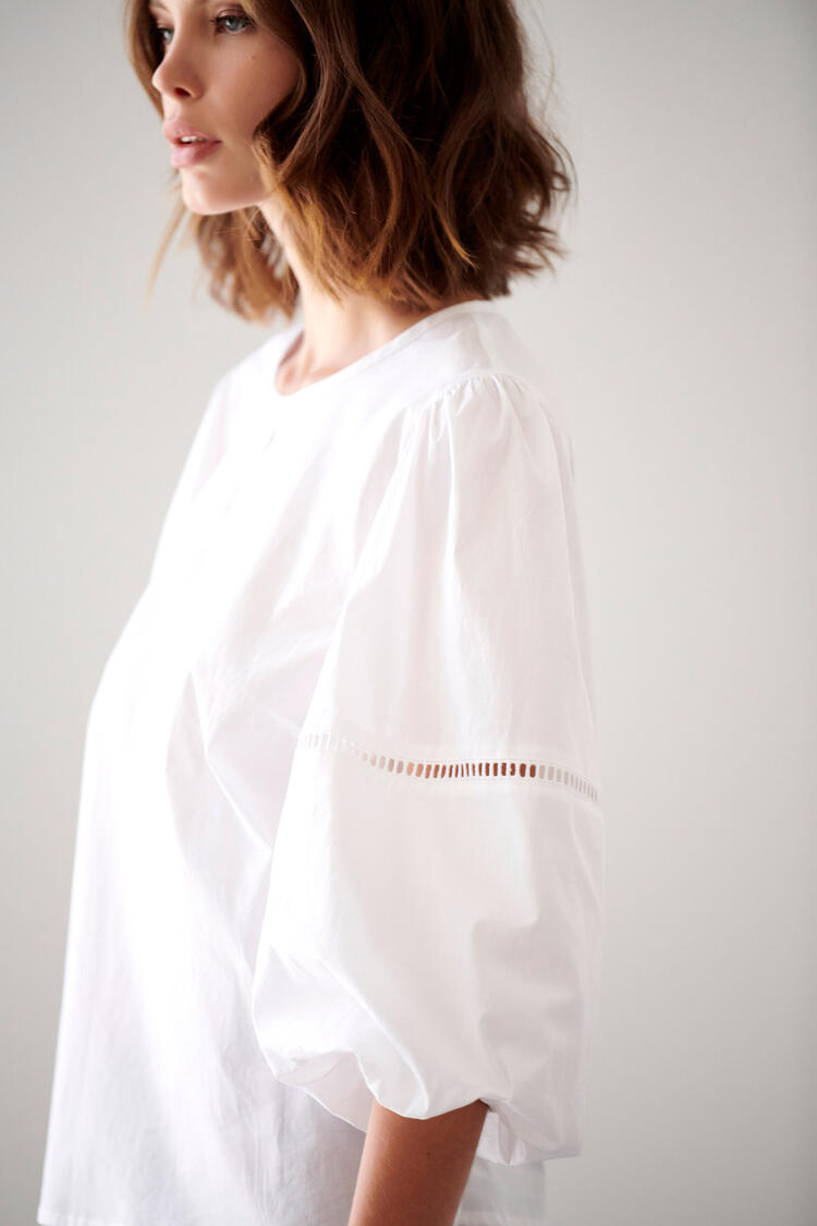 Azure blouse on the sleeves - White S