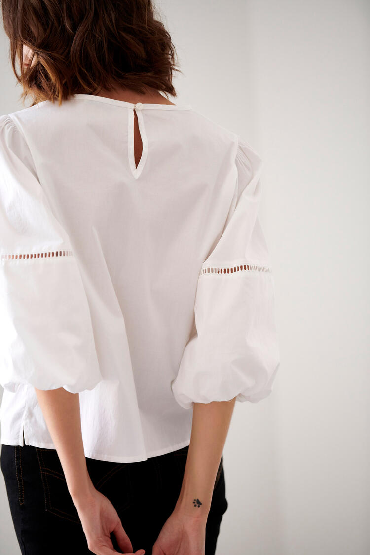 Azure blouse on the sleeves - White S