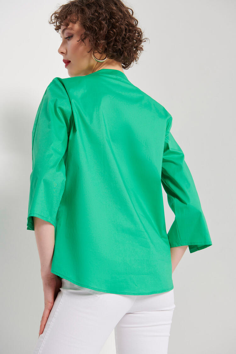Blouse with pockets - GREEN S