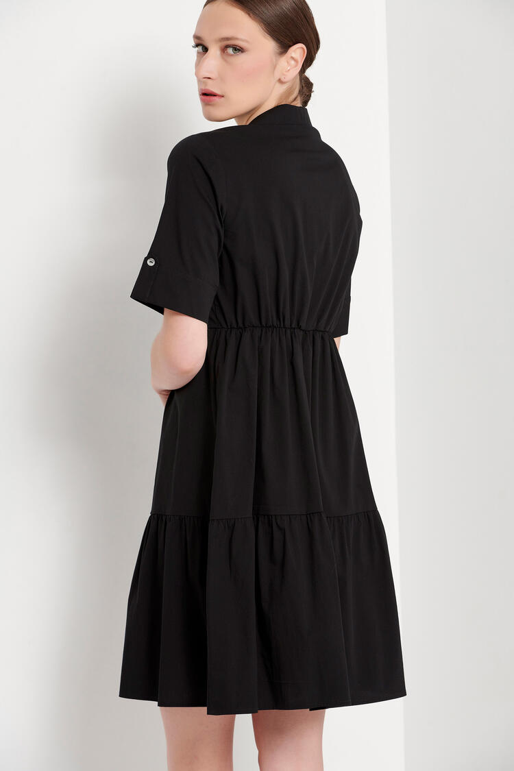 Short sleeve dress with collar - Black S