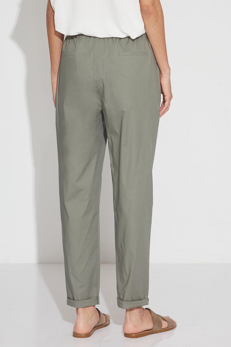 Trousers with elastic in the middle - Chaki S