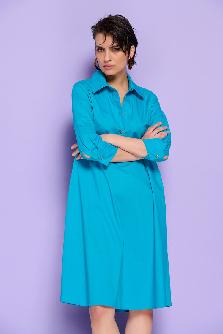 Dress with 3/4 sleeves - SKY BLUE S