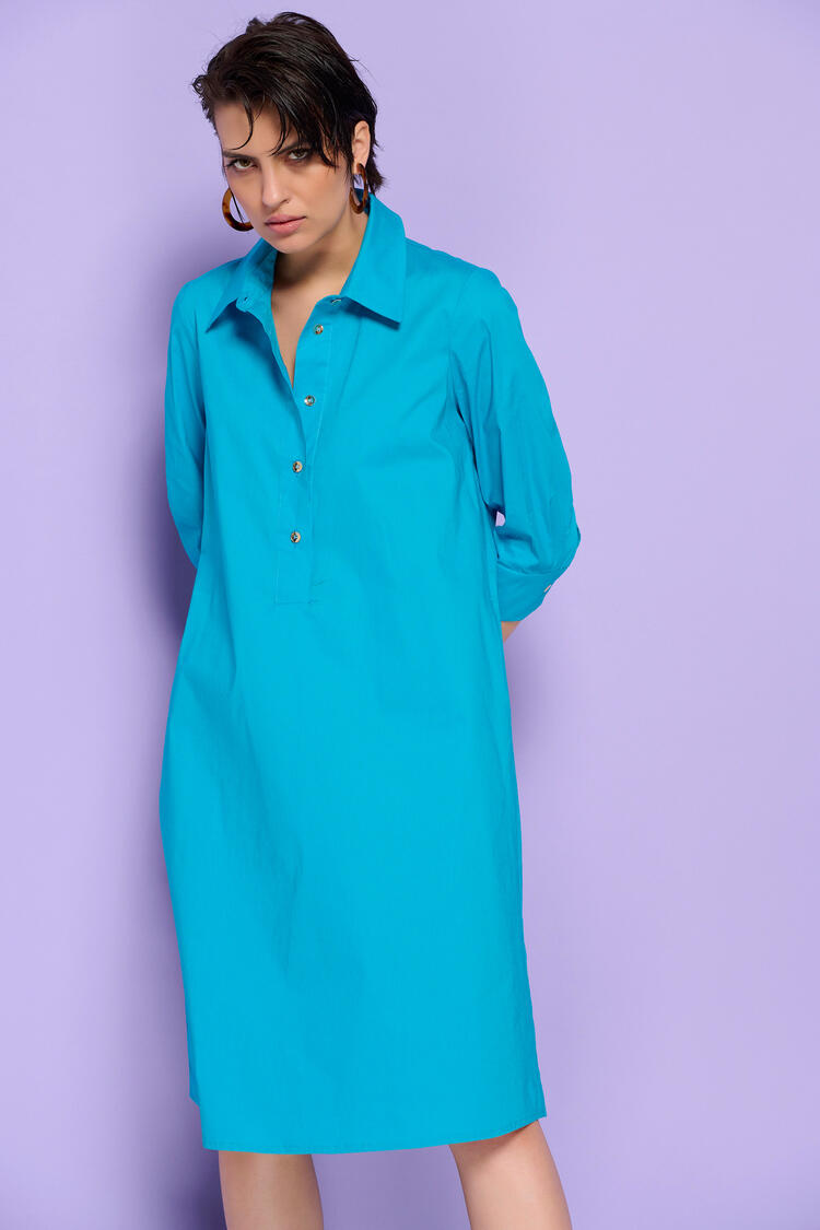 Dress with 3/4 sleeves - SKY BLUE S