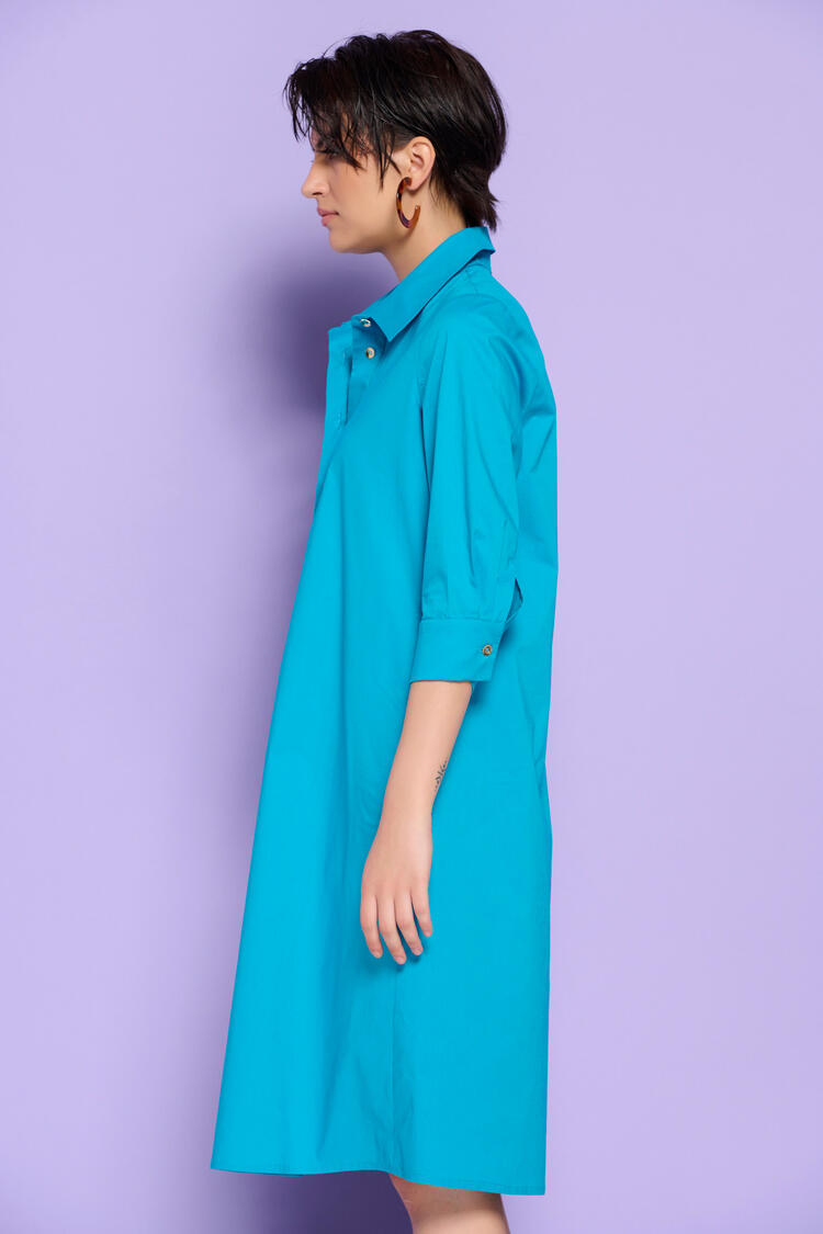 Dress with 3/4 sleeves - SKY BLUE S
