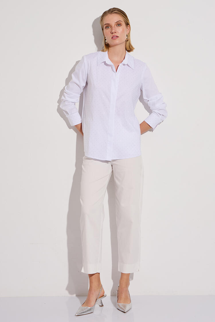 Office shirt with rhinestones - White S