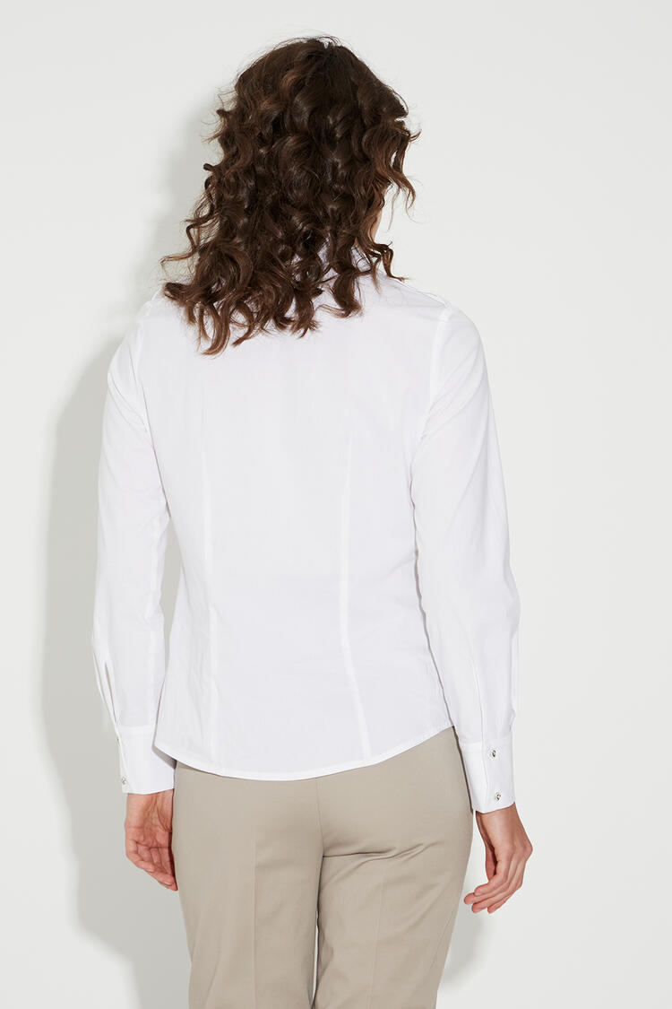 Cotton shirt with rhinestones on the seam - White L