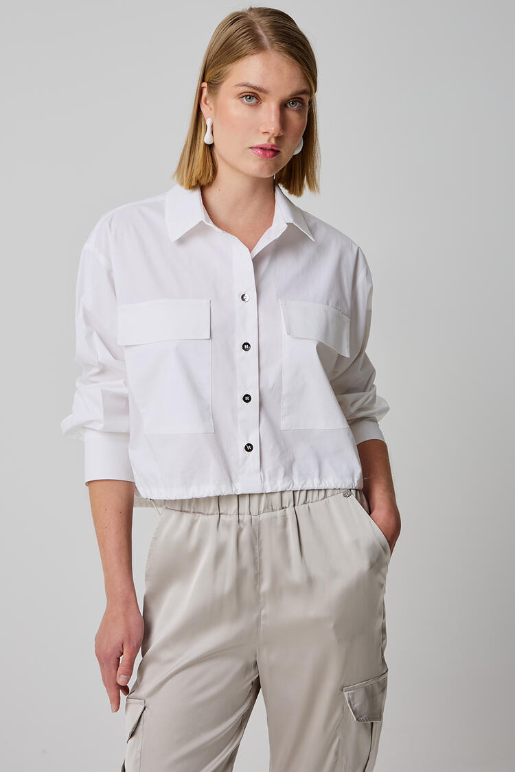 Cropped cotton shirt - White S/M