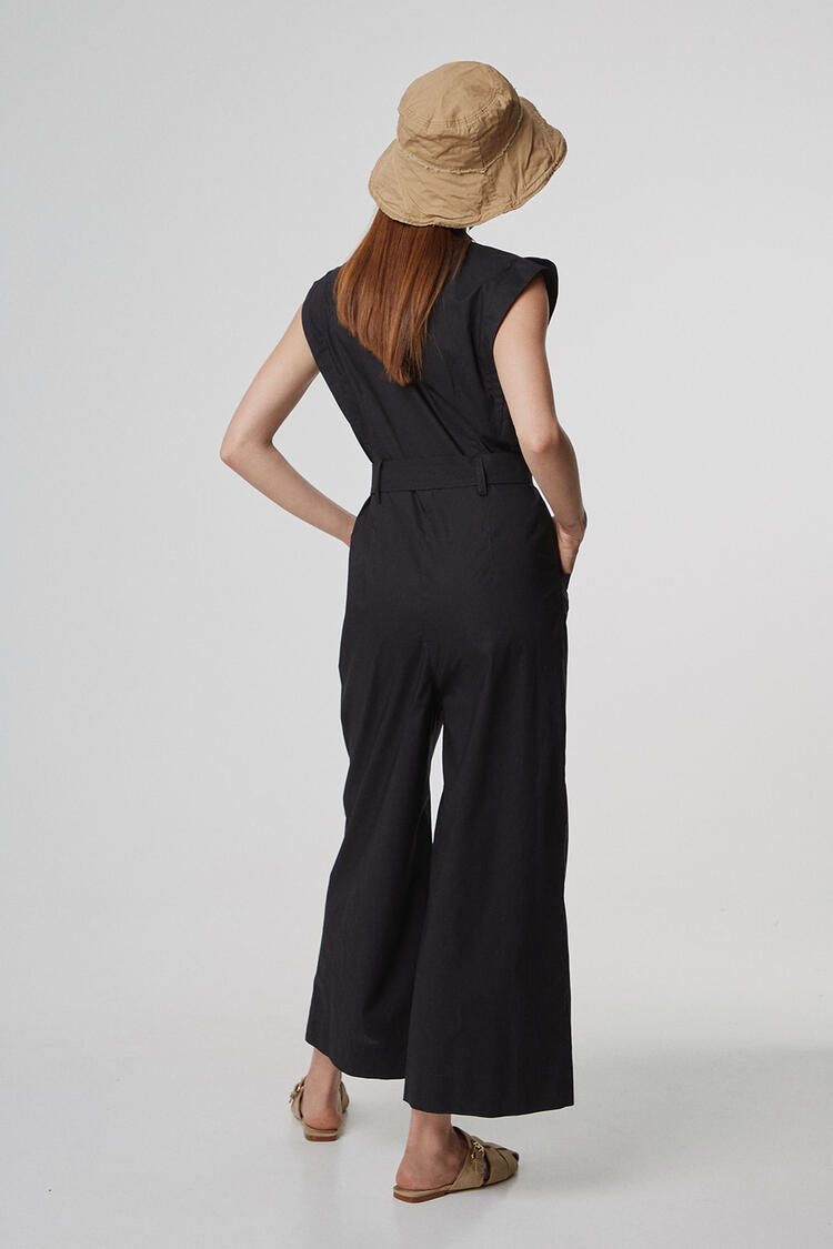 Poplin jumpsuit - Black M