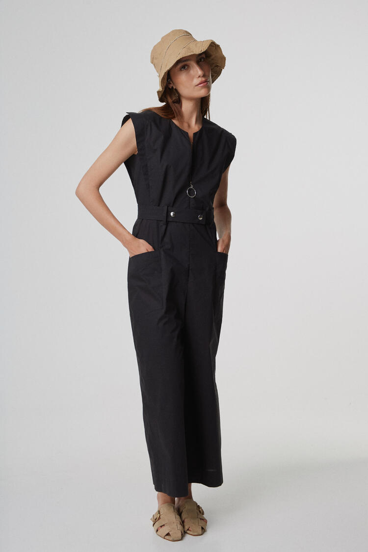 Poplin jumpsuit - Black S