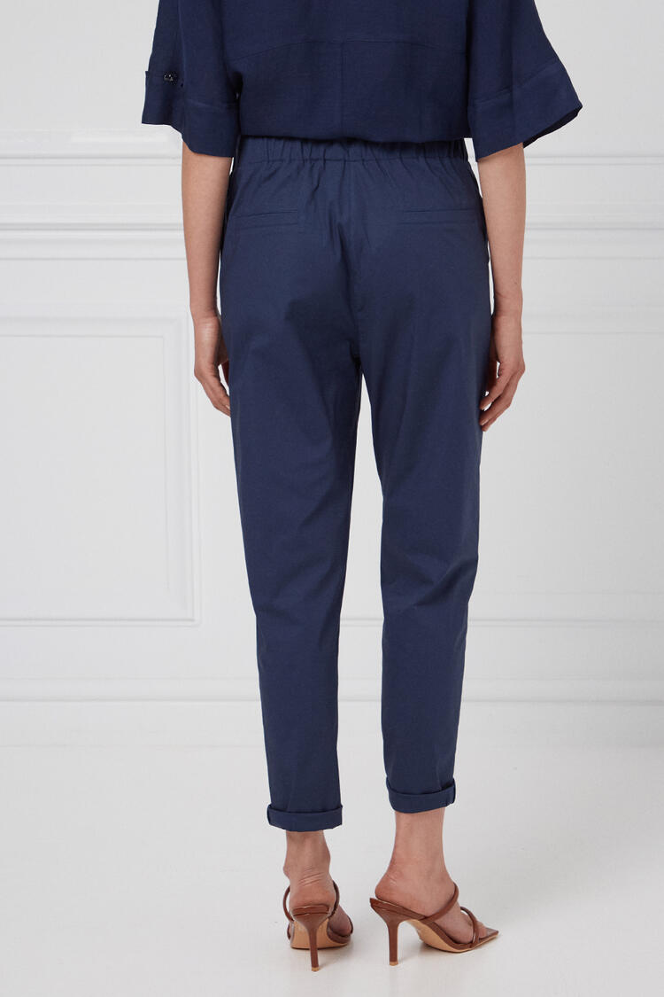 Cotton pants with elastic - Blue S