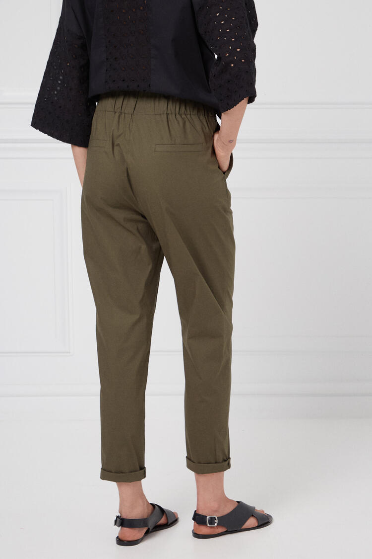 Cotton pants with elastic - Chaki XL