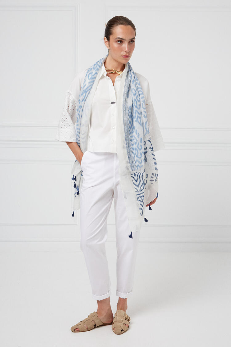 Cotton pants with elastic - White S