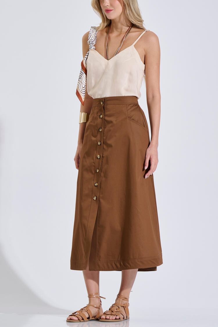 Skirt Cotton Midi with Buttons - ΚΑΦΕ S