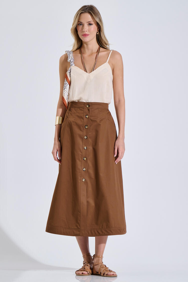 Skirt Cotton Midi with Buttons - ΚΑΦΕ S