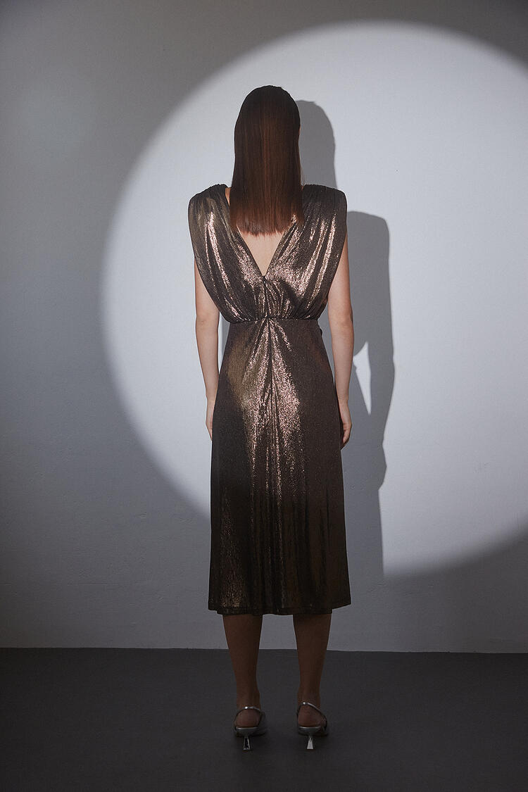 Vinyl dress with crotch neckline - Bronze S