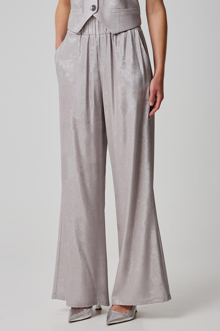 Foil pants with elastic - Silver S