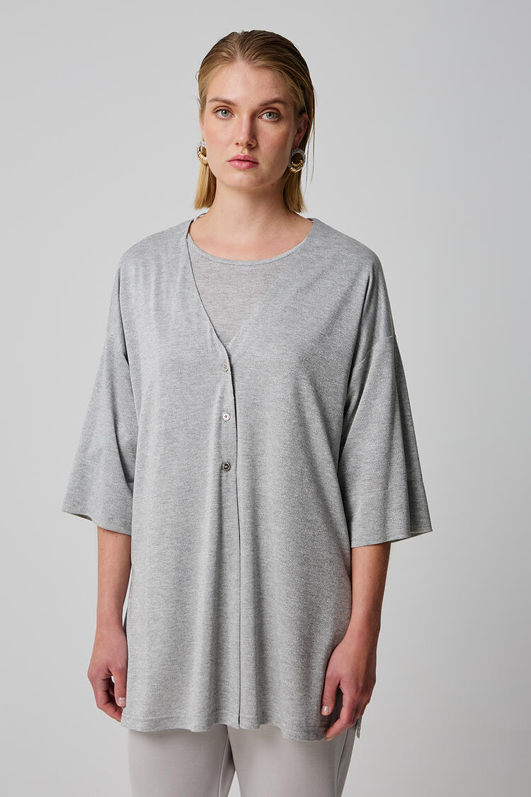 Oversized lurex cardigan - Silver S/M