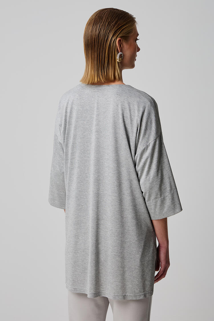 Oversized lurex cardigan - Silver S/M