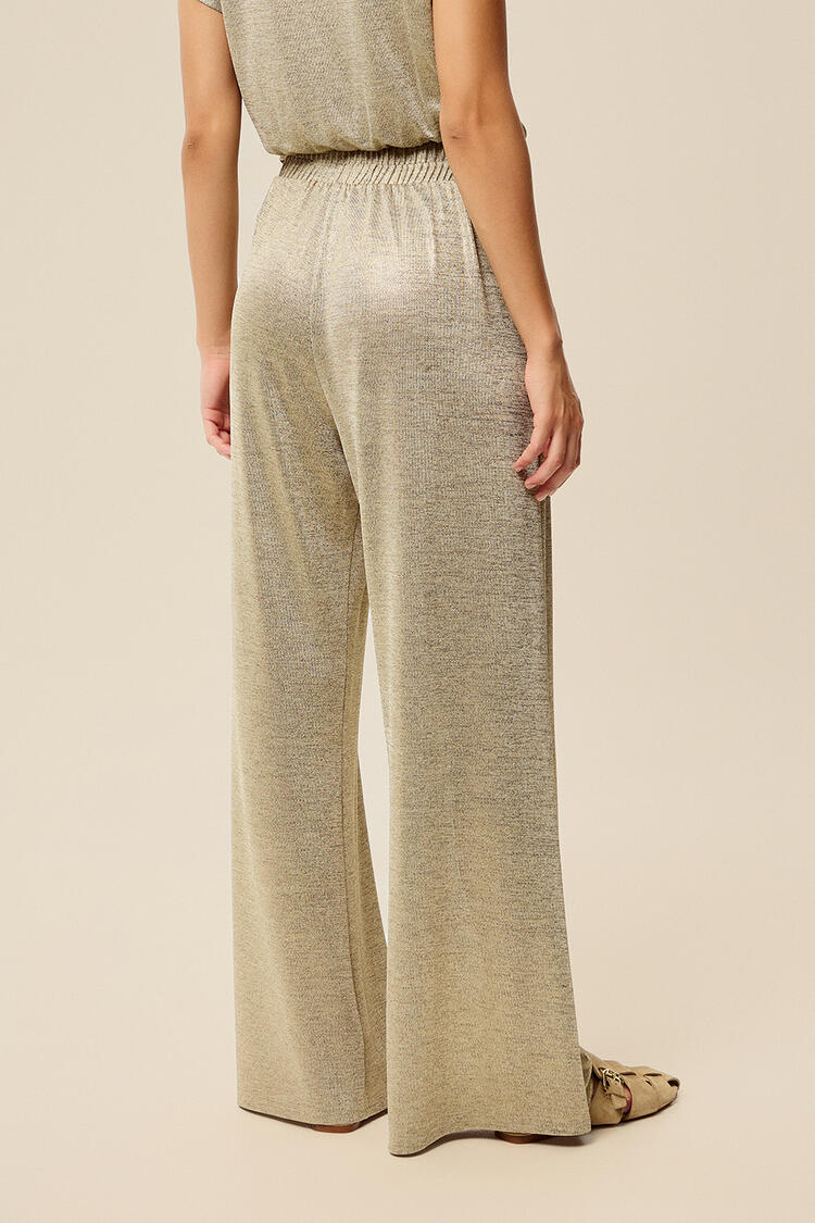 Pants with a metallic look - Beige S